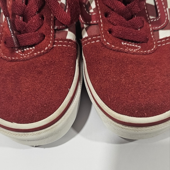 Vans Kids Size 13 Boy Girl Red Checkered Suede Sneakers - Picture 3 of 11